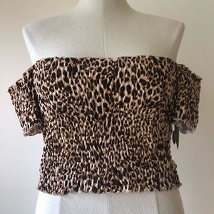 Leopard Smocked Crop Top